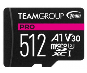 TEAM MicroSDXC karta 512GB PRO V30 Card UHS-I U3 V30 A1 + SD adapter