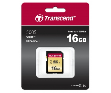 TRANSCEND SDHC karta 16GB 500S, UHS-I U1 (R:95/W:60 MB/s)