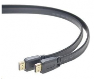 PREMIUMCORD HDMI High Speed + Ethernet plochý kabel, zlacené konektory, 1m