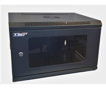 LEXI-Net 19" nástěnný rozvaděč 12U 600x450, nosnost 60 kg, skleněné dveře, rozložený, černý