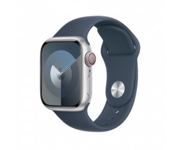 APPLE Watch Series 9 GPS + Cellular 45mm Silver Aluminium Case with Storm Blue Sport Band - M/L