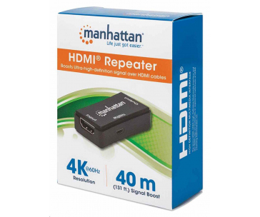 Manhattan HDMI opakovač, 4K HDMI Repeater, aktivní, do 40m, černá