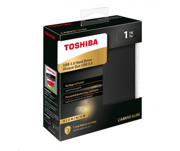 TOSHIBA HDD CANVIO SLIM 1TB, 2,5", USB 3.2 Gen 1, černá / black