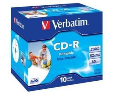 VERBATIM CD-R(10-Pack)Jewel/Printable/DLP/52x/700MB