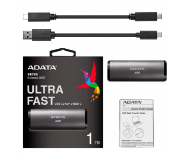 ADATA External SSD 1TB SE760 USB 3.2 Gen2 type C Titanová šeď