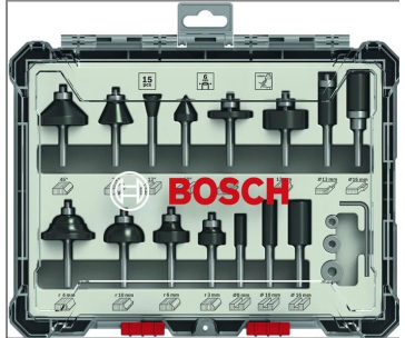 Bosch Smíšená sada tvarových fréz s vřetenem O 6 mm, 15 ks
