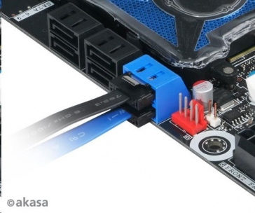 AKASA kabel  Super slim SATA3 datový kabel k HDD,SSD a optickým mechanikám, modrý, 50cm