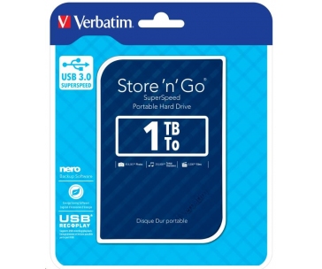 VERBATIM HDD 2.5" 1TB Store 'n' Go Portable Hard Drive USB 3.0, Blue GEN II