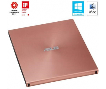 ASUS DVD SDRW-08U5S-U/PINK/G/AS, External Slim DVD-RW, pink, USB + Cyberlink Power2Go 8