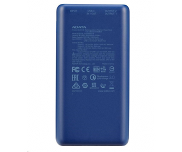 ADATA PowerBank P20000QCD - externí baterie pro mobil/tablet 20000mAh, 2,1A, modrá (74Wh)