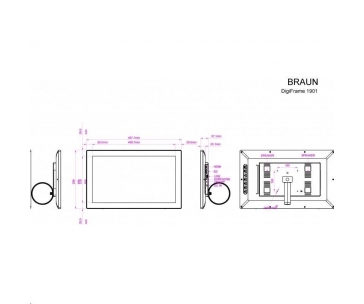 Braun LCD fotorám DigiFRAME 1901 (18,5", 1366x768px, 16:9 IPS, FullHD, AV/HDMI, 8GB)
