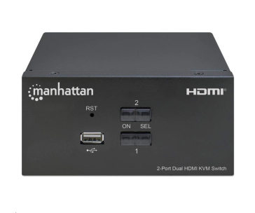 Bazar - Manhattan HDMI přepínač, 2-Port Dual-Monitor HDMI KVM Switch, 4K@30Hz, černá - Poškozený obal