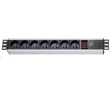 19" rozvodný panel XtendLan 7x230V, ČSN, vypínač, indikátor napětí, přepěťová ochrana, proudová ochrana kabel 1,8m, 1,5U