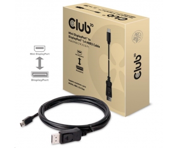Club3D Adaptér mini DisplayPort 1.4 na DisplayPort 1.4, HBR3 8K60Hz/4K120Hz (M/M), 2m