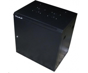 XtendLan 19" nástěnný rozvaděč 12U 600x450, nosnost 60kg, plné dveře, svařený, proti vykradení,černý