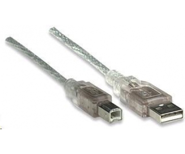 MANHATTAN Kabel USB 2.0 A-B propojovací 3m (stříbrný)