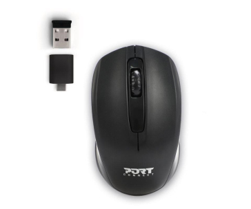 PORT bezdrátová myš Wireless office, USB-A/USB-C dongle, 2,4Ghz, 1000DPI, černá