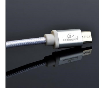 GEMBIRD Kabel USB A Male/Micro B Male 2.0, 1,8m, opletený, stříbrný, blister