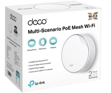 TP-Link Deco X50-PoE (3-pack) WiFi6 Mesh (AX3000,2,4GHz/5GHz,1x2,5GbELAN/WAN,1xGbELAN/WAN,1xPoE)