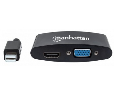 MANHATTAN 2-in-1 4K Mini DisplayPort Adapter, Mini DP Male to HDMI/VGA Female, Passive, Black