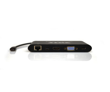 PORT dokovací stanice 8v1 ,LAN, HDMI, mini Display Port, VGA, USB-C 60W, 3x USB-A,