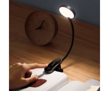 Baseus LED lampa na čtení s klipem, šedá