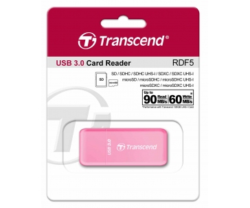 TRANSCEND Card Reader F5, USB 3.0, Red