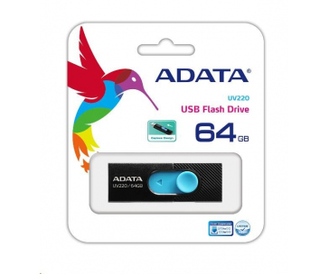 ADATA Flash Disk 64GB UV220, USB 2.0 Dash Drive, černá/modrá