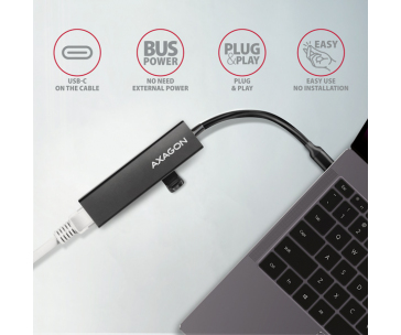 AXAGON HMC-GL3A, USB 3.2 Gen 1 hub, porty 3x USB-A + Gigabit Ethernet, kovový, kabel USB-C 20cm
