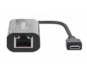 Manhattan adaptér USB-C na 2.5GBASE-T Ethernet, USB 3.2 Gen 1; 10/100/1000 Mbps & 2.5 Gbps, černá