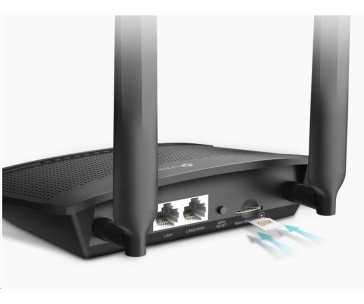 TP-Link TL-MR100 WiFi4 router (N300, 4G LTE, 2,4GHz, 1x100Mb/s LAN, 1x100Mb/s LAN/WAN, 1xmicroSIM)