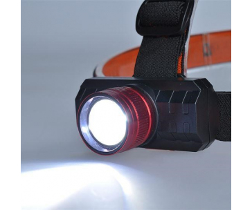Solight LED čelová nabíjecí svítilna, 3W,150lm, zoom, Li-ion, USB