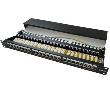 19" Patch panel XtendLan 24port, STP, Cat6, krone, černý - LED vyhledávání