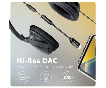 AXAGON ADA-HC, USB-C na 3.5mm jack - Hi-Res DAC audio adaptér, 384kHz/32bit, stereo