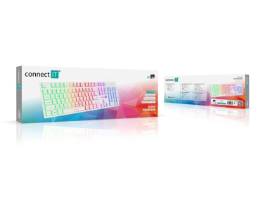 CONNECT IT kancelářská podsvícená klávesnice Chocolate RNBW, CZ + SK verze, bílá
