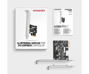AXAGON PCES-SJ2, PCIe řadič - 2x interní SATA 6G port, JMB582, SP & LP