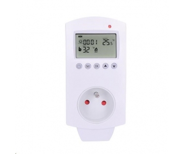 Solight termostaticky spínaná zásuvka, zásuvkový termostat, 230V/16A, režim vytápění nebo chlazení, různé teplotní režim