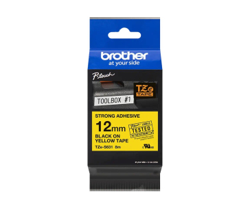 BROTHER TZES631 - kazeta TZ šířky 12mm, extrémně adhesivní lamino TZE-S631, žlutá/černé písmo