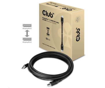 Club3D Kabel certifikovaný DisplayPort 1.4, HBR3, 8K60Hz (M/M), 5m, 28 AWG