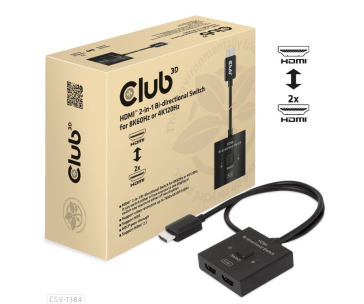 Club3D Switch, HDMI na 2xHDMI Oboustranný 2v1, 8K60Hz, 4K120Hz