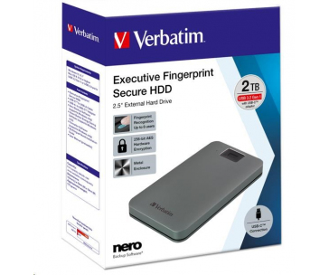 VERBATIM externí HDD 2.5" 1TB, Executive Fingerprint Secure, USB 3.2 Gen 1 / USB-C, šedá