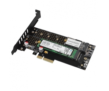 AXAGON PCEM2-DC, PCIe x4 - M.2 NVMe M-key + SATA B-key slot adaptér, chladič, LP