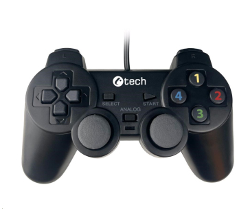 C-TECH gamepad Callon pro PC/PS3, 2x analog, X-input, vibrační, 1,8m kabel, USB