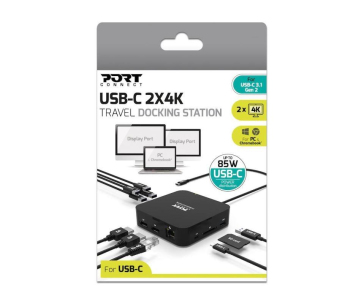PORT dokovací stanice USB-C 10v1, 2x4K Display Port, 5x USB-A, USB-C 85W PD, Ethernet, SD