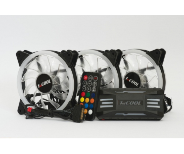 1stCOOL Fan KIT AURA EVO 2 ARGB, 3x Dual Ring ventilátor + řadič + dálkový ovladač