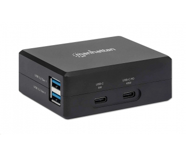 MANHATTAN Portable USB-C Desk Docking Station w/ PD Charging, Black, Retail Box