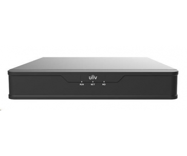 Uniview NVR, 8 kanálů, H.265, 1x HDD, 8Mpix (64Mbps/64Mbps), HDMI, VGA, 4K, ONVIF, 2x USB, audio