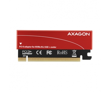 AXAGON PCEM2-S, PCIe x16 - M.2 NVMe M-key slot adaptér, kovový kryt pro pasivní chlazení