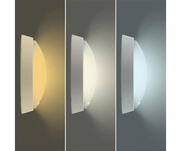 Solight LED venkovní osvětlení se senzorem a nastavitelnou CCT, 18W, 1350lm, 22cm, 2v1 - bílý a černý kryt
