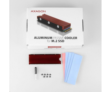 AXAGON CLR-M2, hliníkový pasivní chladič pro jedno i oboustranný M.2 SSD disk, výška 12 mm